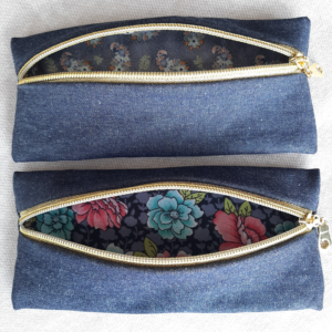 Estuche para bordar, cierre dorado