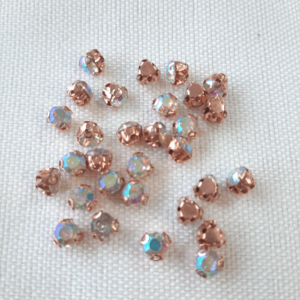 Cristales Blanco Tornasol Base Cobre 3mm