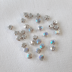 Cristales Blanco Tornasol Base Plata 3mm