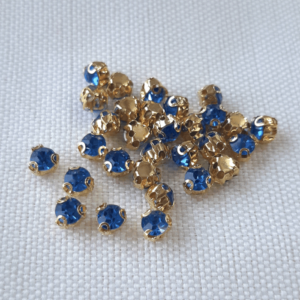 Cristales Azul Base Dorada 3mm