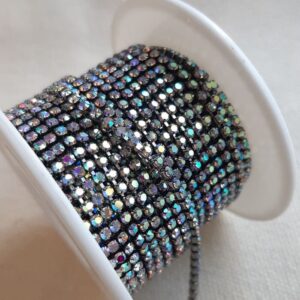 Strass 2mm Gris Tornasol con Base Oscura
