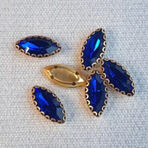 Cristal Ojo 16mm Azul Base Dorada x 6 un