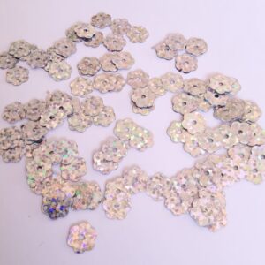 Lentejuelas Flor Plana Plata 9mm