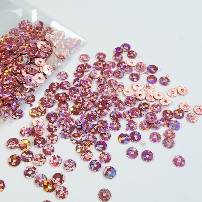Lentejuelas Rosado Holograma 4mm