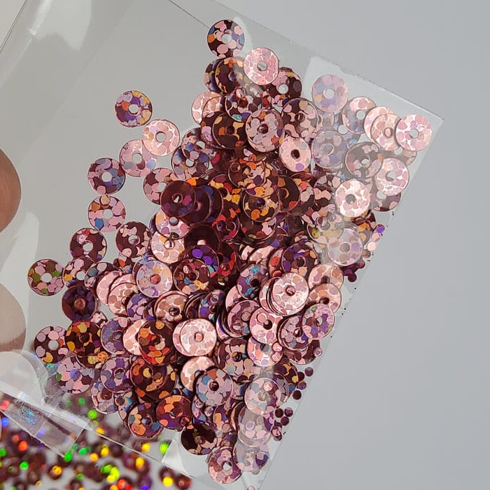 Lentejuelas Rosado Holograma 4mm - Imagen 2