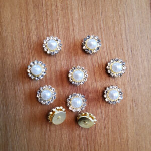 Cristal con Perla 9mm Base Dorada