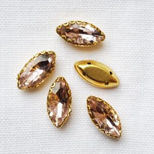 Cristal Ojo 16mm Rosa Claro Base Dorada x 6 un